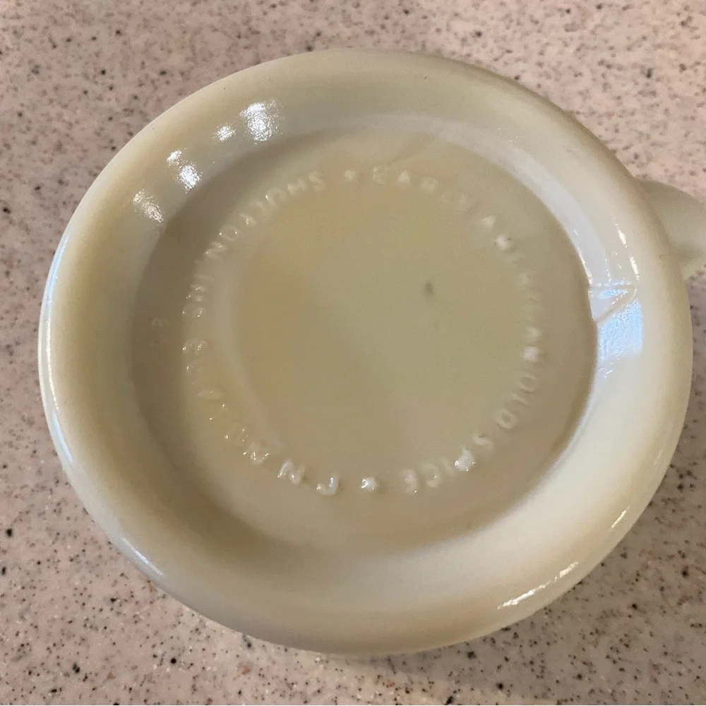 vtg OLD SPICE Shaving Mug Ship Friendship 1940s Marbled Glass Off White Blue +